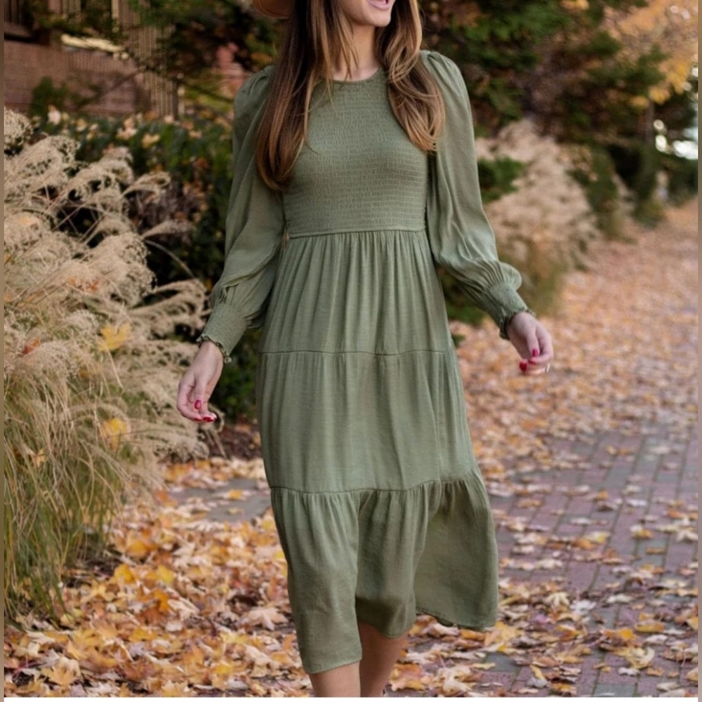 By The River Boho Long Sleeve Maxi Dress Small NWOT